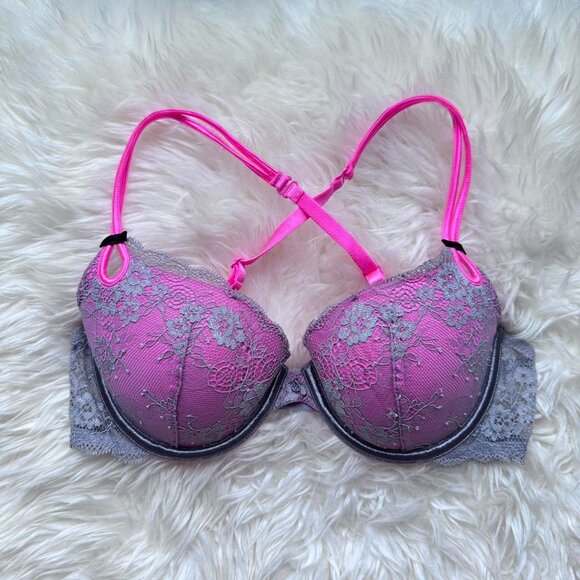 Victoria’s Secret 2011 pink lace bra with gray accents by Sexy Little Things - Picture 3 of 8